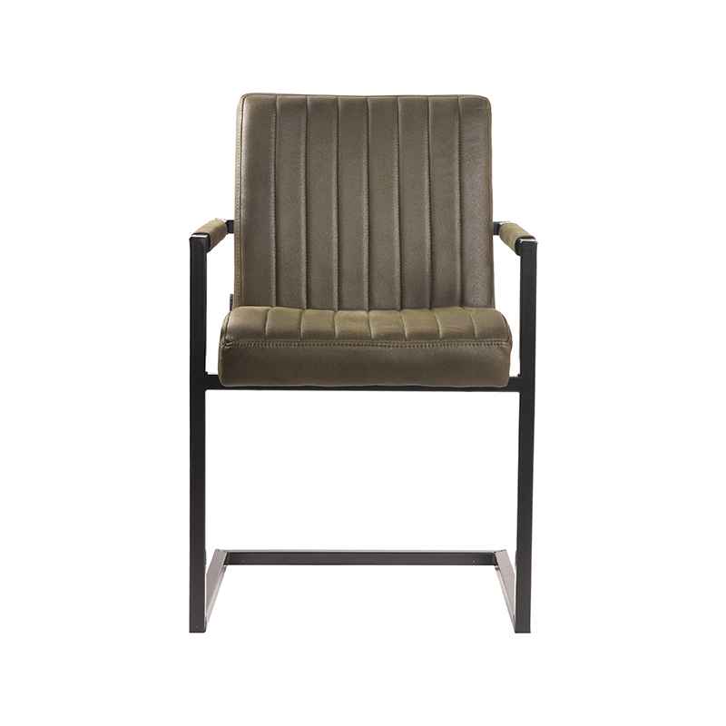 LABEL51 Eetkamerstoel Milo - Army green - Microfiber - Black Frame
