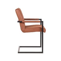 LABEL51 Eetkamerstoel Milo - Cognac - Microfiber - Black Frame