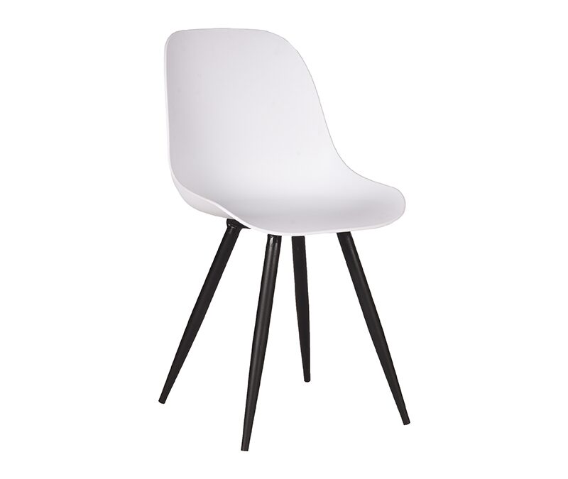 eetkamerstoel_monza_wit_pp_zwart_metaal_46x54x85_cm_perspectief LABEL51 Eetkamerstoel Monza - Wit - Kunststof - Black Frame