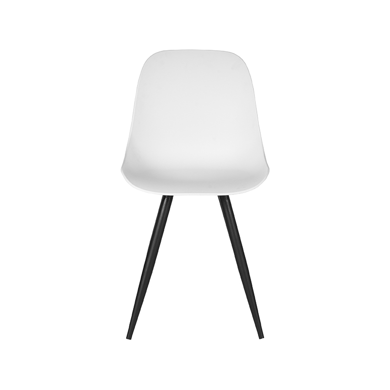 eetkamerstoel_monza_wit_pp_zwart_metaal_46x54x85_cm_voorkant LABEL51 Eetkamerstoel Monza - Wit - Kunststof - Black Frame