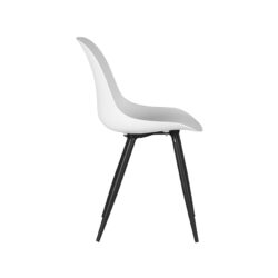eetkamerstoel_monza_wit_pp_zwart_metaal_46x54x85_cm_zijkant LABEL51 Eetkamerstoel Monza - Wit - Kunststof - Black Frame