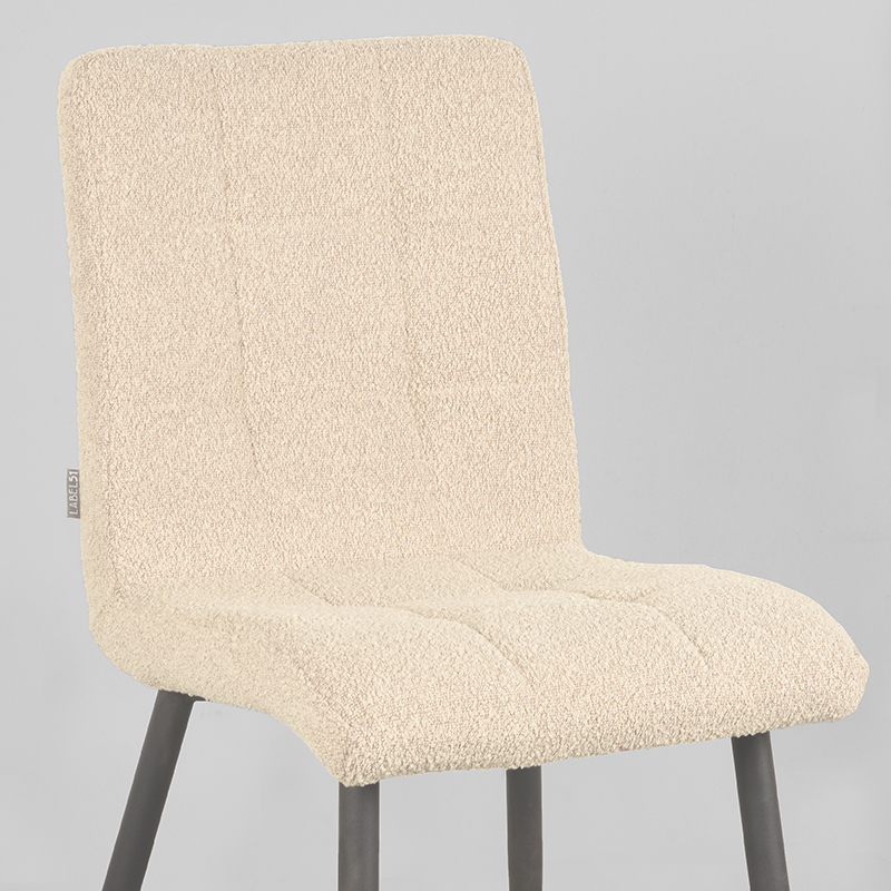 LABEL51 Eetkamerstoel Sam - Zand - Boucle - Black Frame