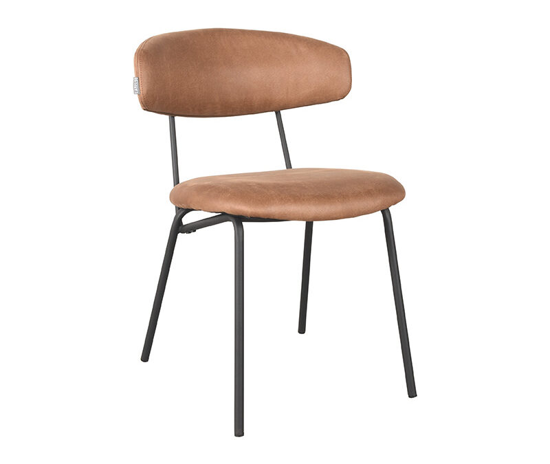 eetkamerstoel_zack_cognac_micro_suede_53x59x79_cm_perspectief LABEL51 Eetkamerstoel Zack - Cognac - Micro Suede - Black Frame