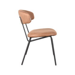 eetkamerstoel_zack_cognac_micro_suede_53x59x79_cm_zijkant LABEL51 Eetkamerstoel Zack - Cognac - Micro Suede - Black Frame