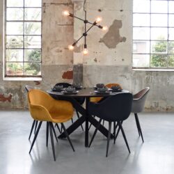 LABEL51 Eetkamerstoel Forli - Grijs - Fluweel - Black Frame