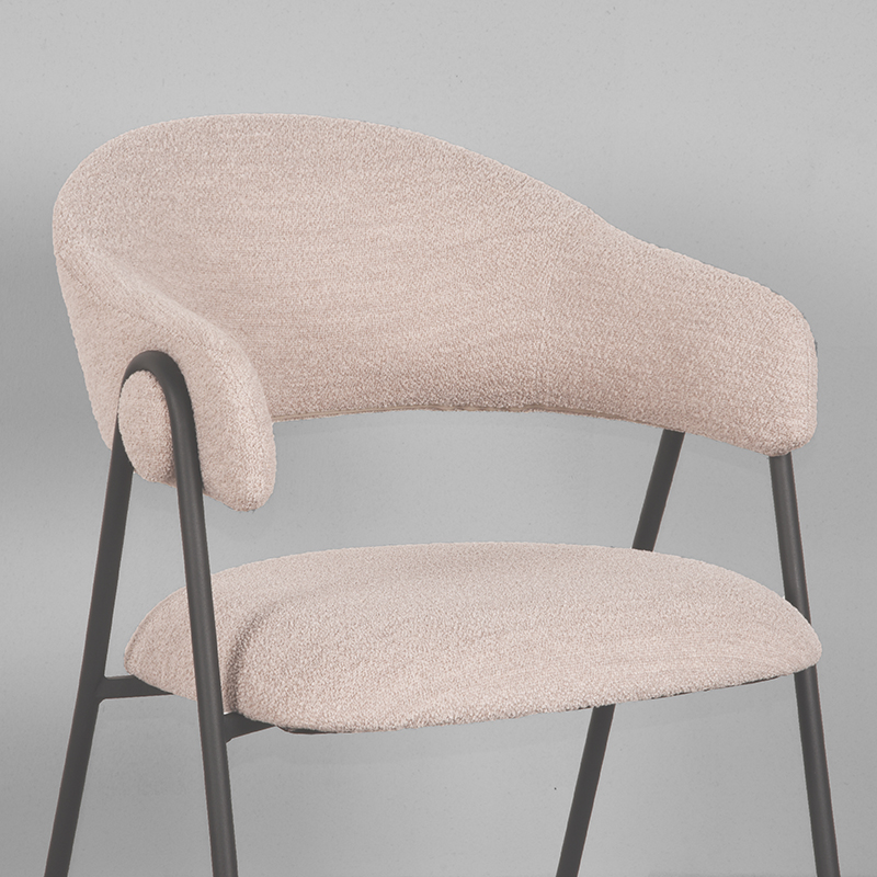 LABEL51 Eetkamerstoel Lowen - Naturel - Boucle - Black Frame