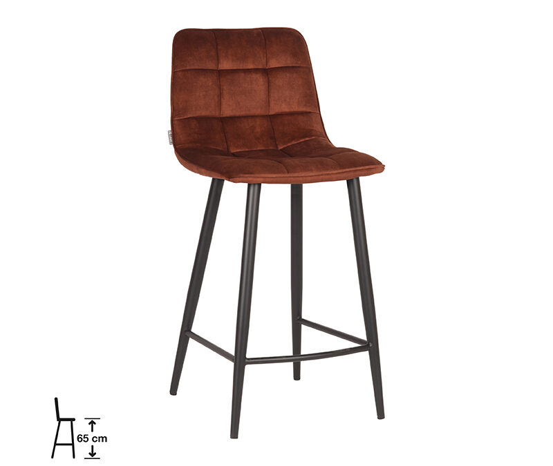 uk-30.326_1_65cm LABEL51 Barkruk Jelt - Rust - Velours - Zithoogte 66