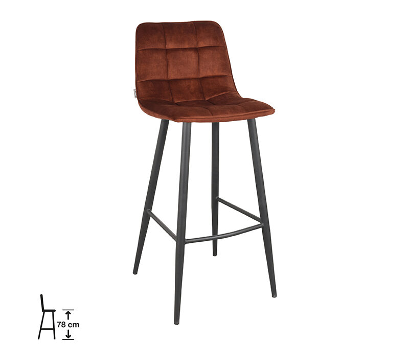 uk-30.443_1_78cm LABEL51 Barkruk Jelt - Rust - Velours - Zithoogte 78