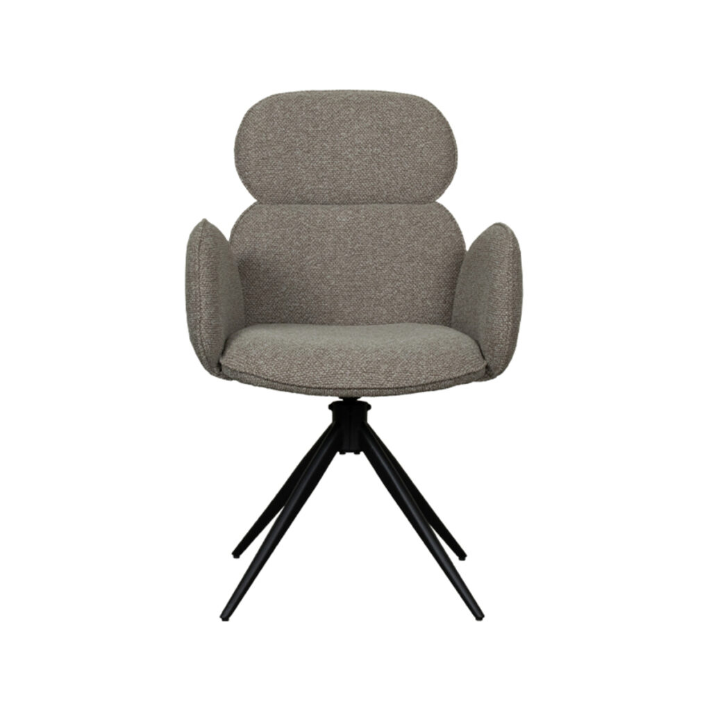 LABEL51 Eetkamerstoel Vidar - Truffel grijs - Boucle - Black Frame