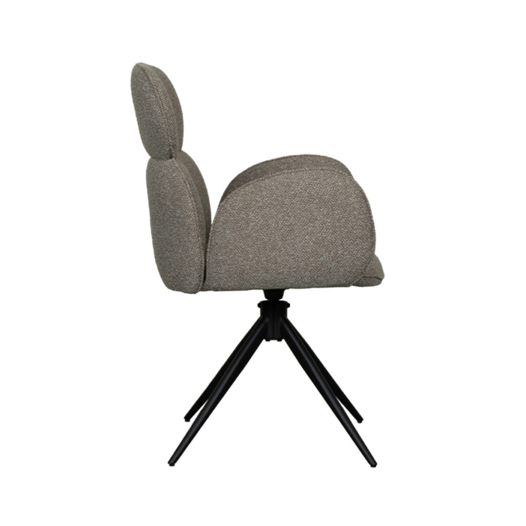 LABEL51 Eetkamerstoel Vidar - Truffel grijs - Boucle - Black Frame