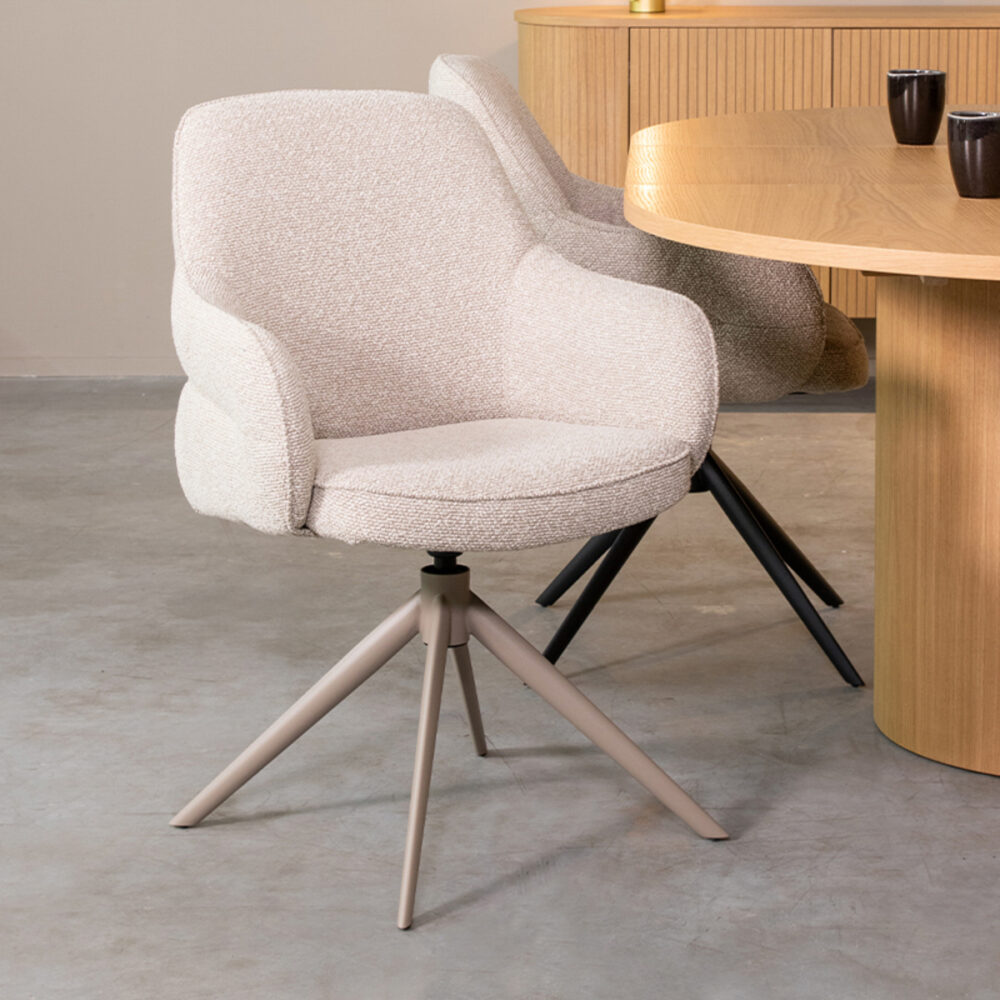 LABEL51 Eetkamerstoel Bern - Naturel - Boucle - Taupe Frame