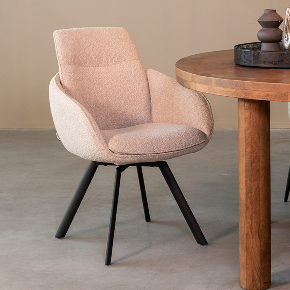 LABEL51 Eetkamerstoel Beauty - Naturel - Boucle - Black Frame