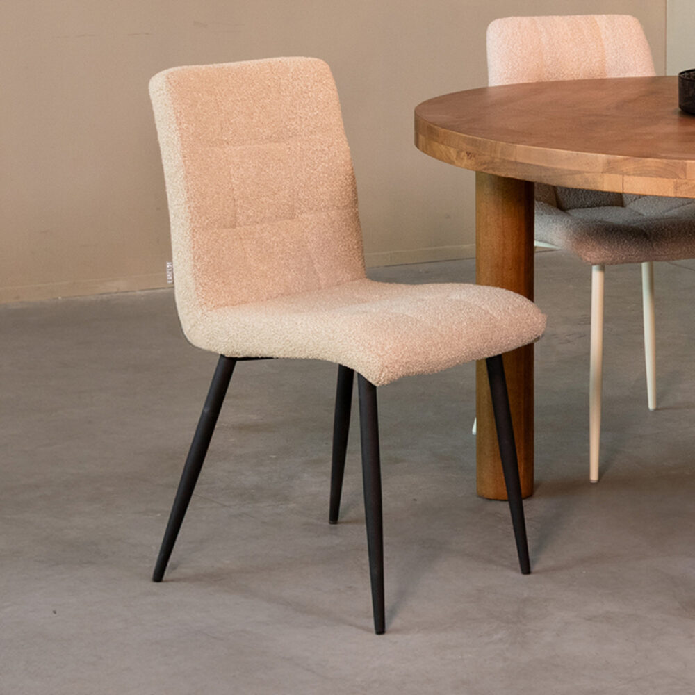 LABEL51 Eetkamerstoel Sam - Zand - Boucle - Black Frame