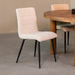 LABEL51 Eetkamerstoel Sam - Wit - Boucle - Black Frame