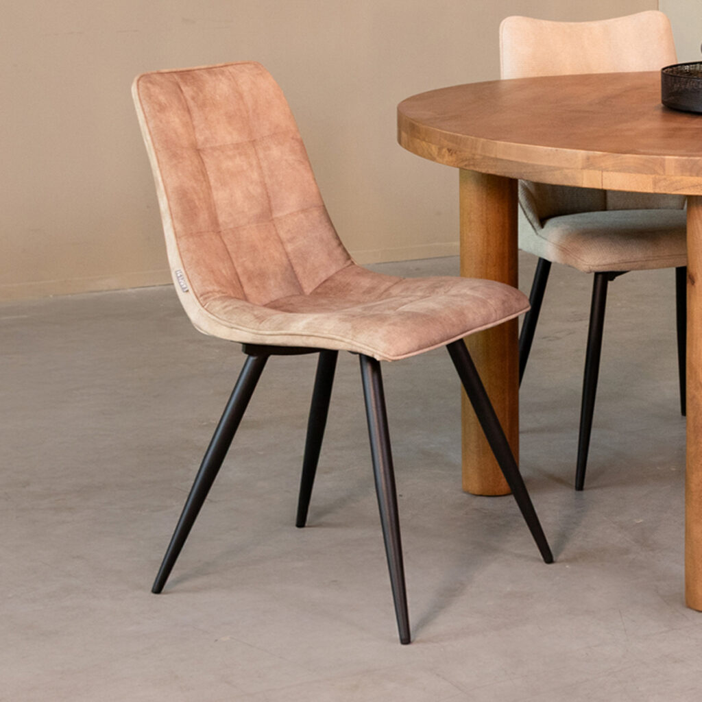 LABEL51 Eetkamerstoel Jelt - Zand - Velours - Black Frame