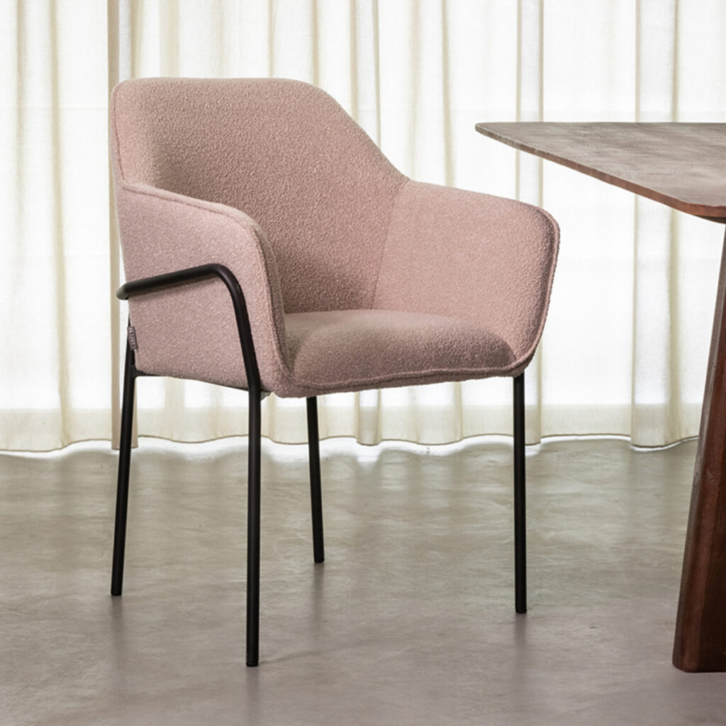 LABEL51 Eetkamerstoel Dexter - Naturel - Boucle - Black Frame