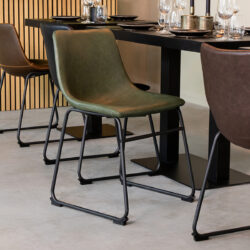 LABEL51 Eetkamerstoel Risto - Hunter - PU-Leder - Black Frame