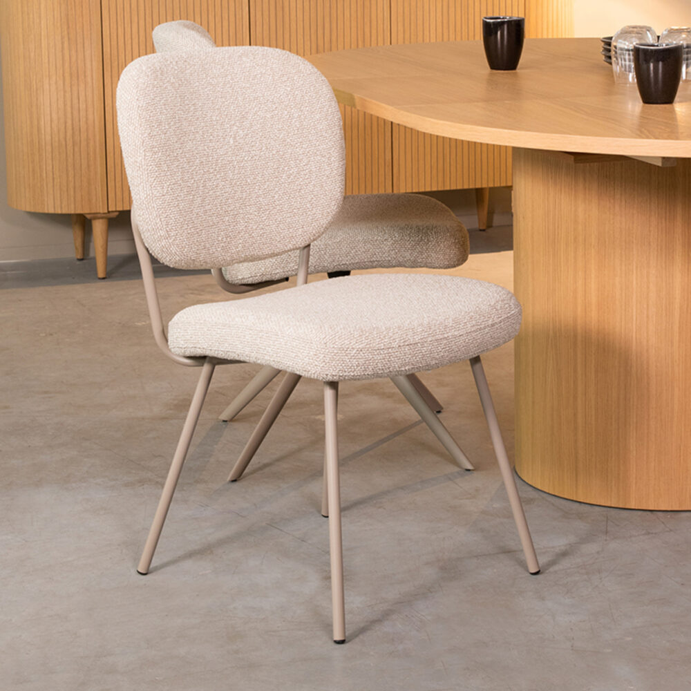 LABEL51 Eetkamerstoel Singapore - Naturel - Boucle - Taupe Frame