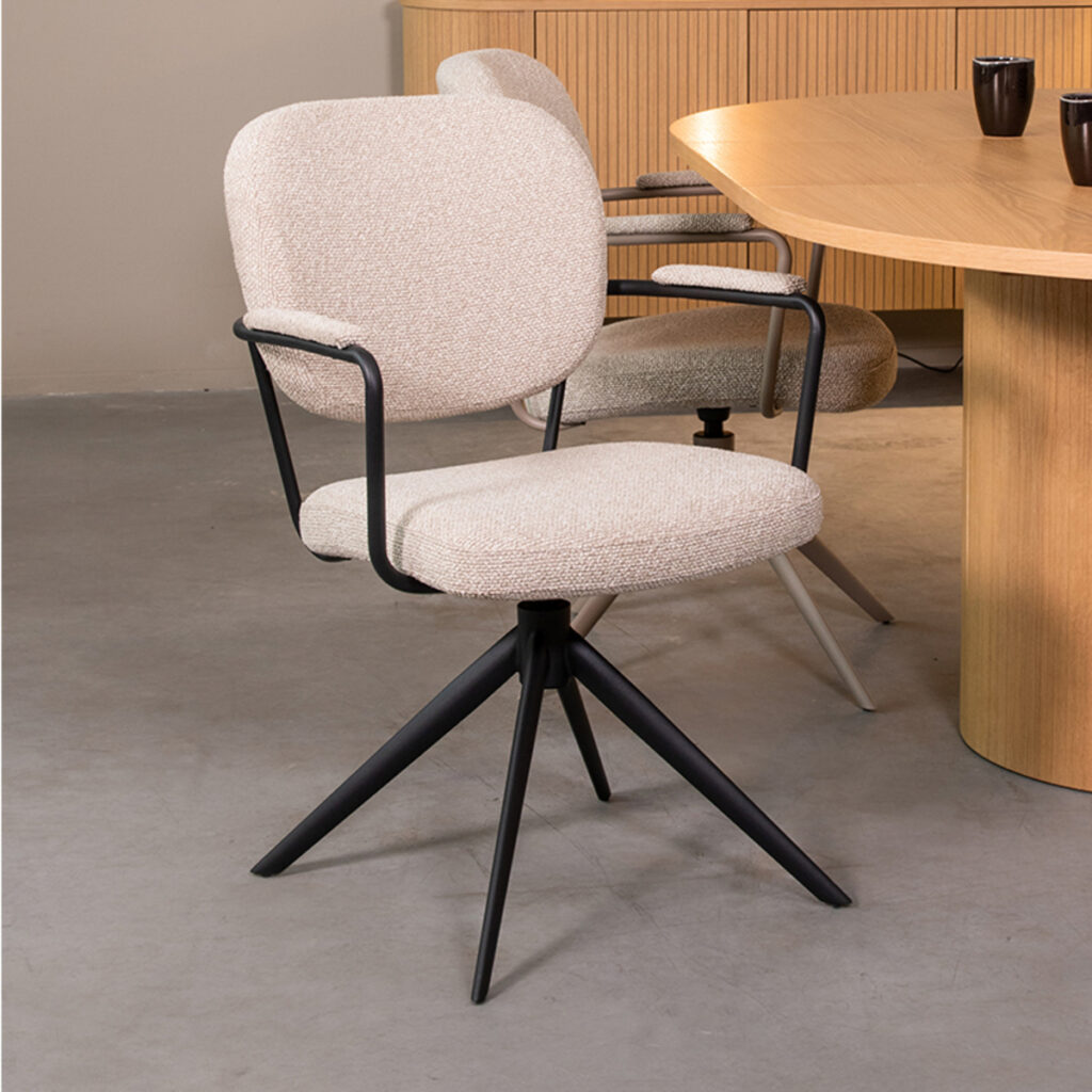 18099996_setting_01 LABEL51 Eetkamerstoel Basel - Naturel - Boucle - Black Frame