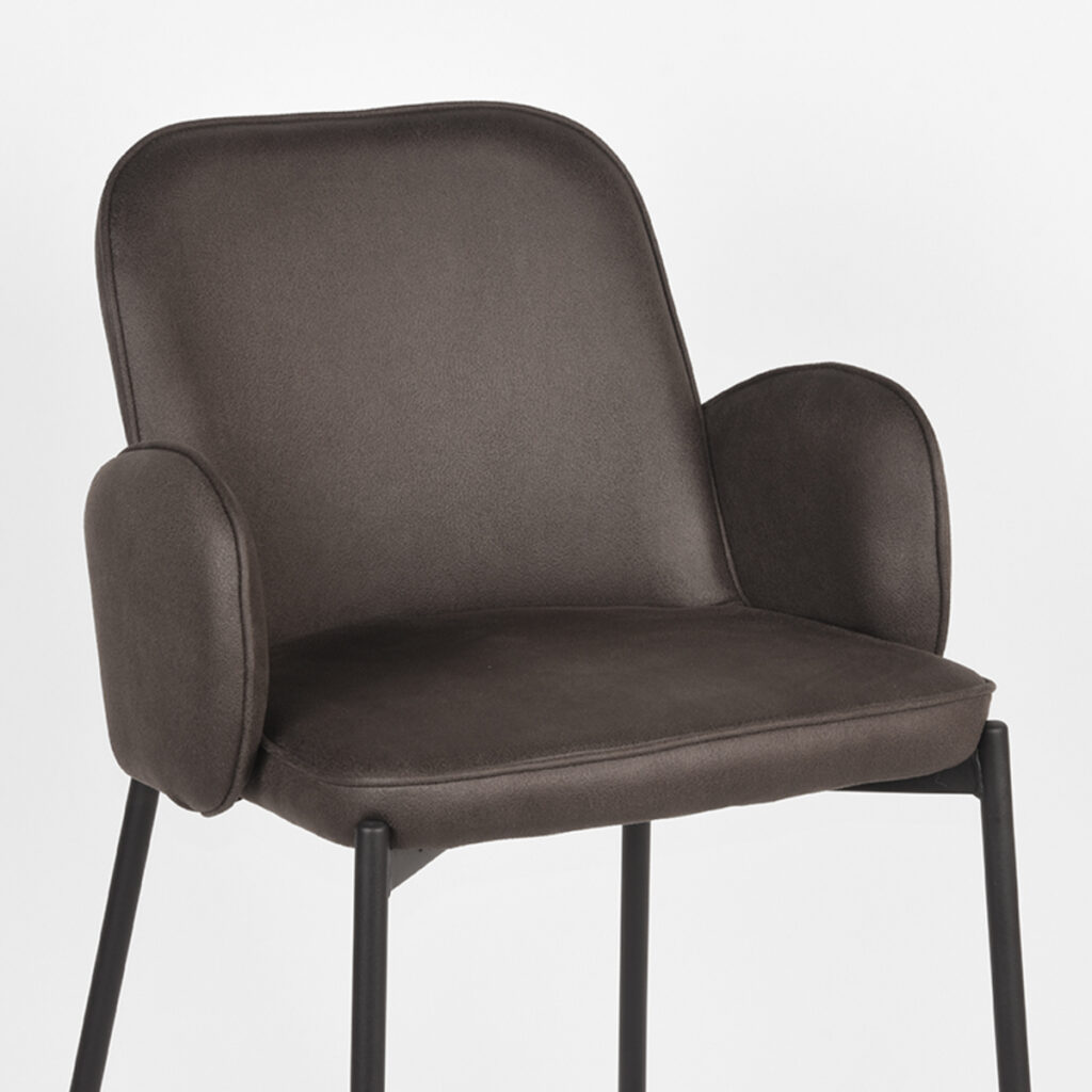 Barkruk_Jari_Antraciet_Microvezel_51x53x94_cm_Detail D-MAXX Barkruk Jari - Antraciet - Microfiber - Zithoogte 65