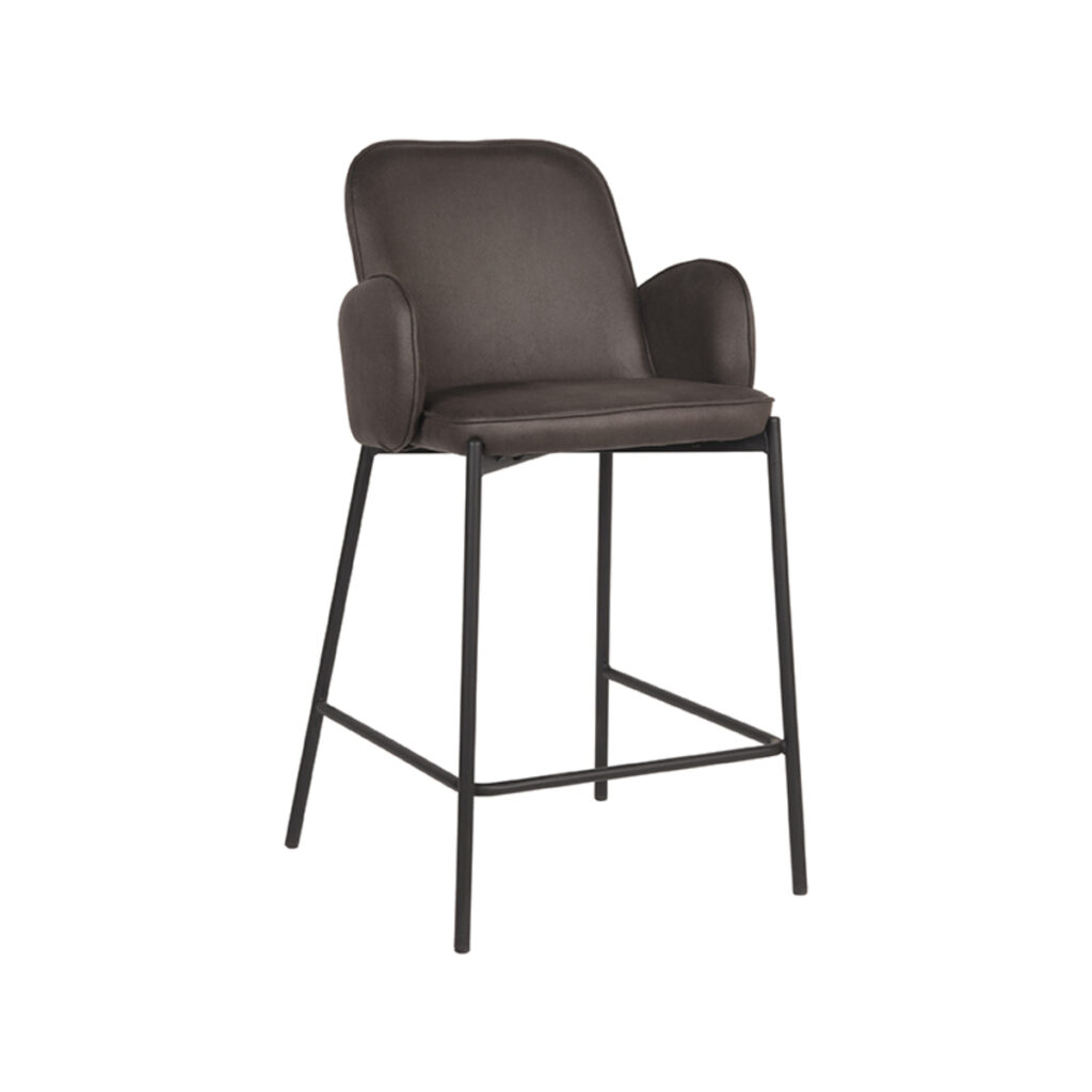 Barkruk_Jari_Antraciet_Microvezel_51x53x94_cm_Perspectief D-MAXX Barkruk Jari - Antraciet - Microfiber - Zithoogte 65