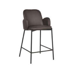 Barkruk_Jari_Antraciet_Microvezel_51x53x94_cm_Perspectief D-MAXX Barkruk Jari - Antraciet - Microfiber - Zithoogte 65