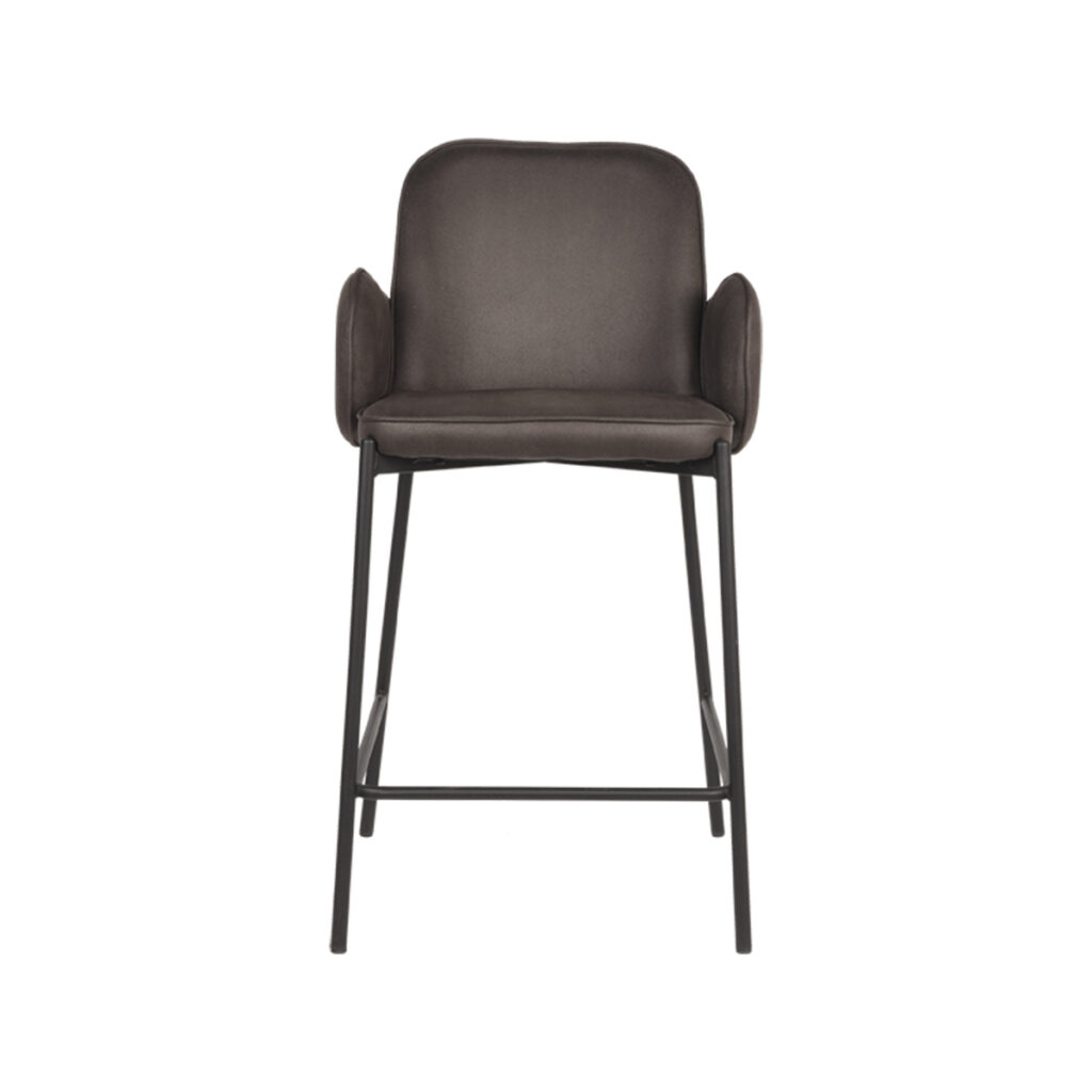 Barkruk_Jari_Antraciet_Microvezel_51x53x94_cm_Voorkant D-MAXX Barkruk Jari - Antraciet - Microfiber - Zithoogte 65