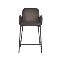 Barkruk_Jari_Antraciet_Microvezel_51x53x94_cm_Voorkant D-MAXX Barkruk Jari - Antraciet - Microfiber - Zithoogte 65