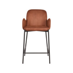 Barkruk_Jari_Cognac_Microvezel_51x53x94_cm_Voorkant D-MAXX Barkruk Jari - Cognac - Microfiber - Zithoogte 65