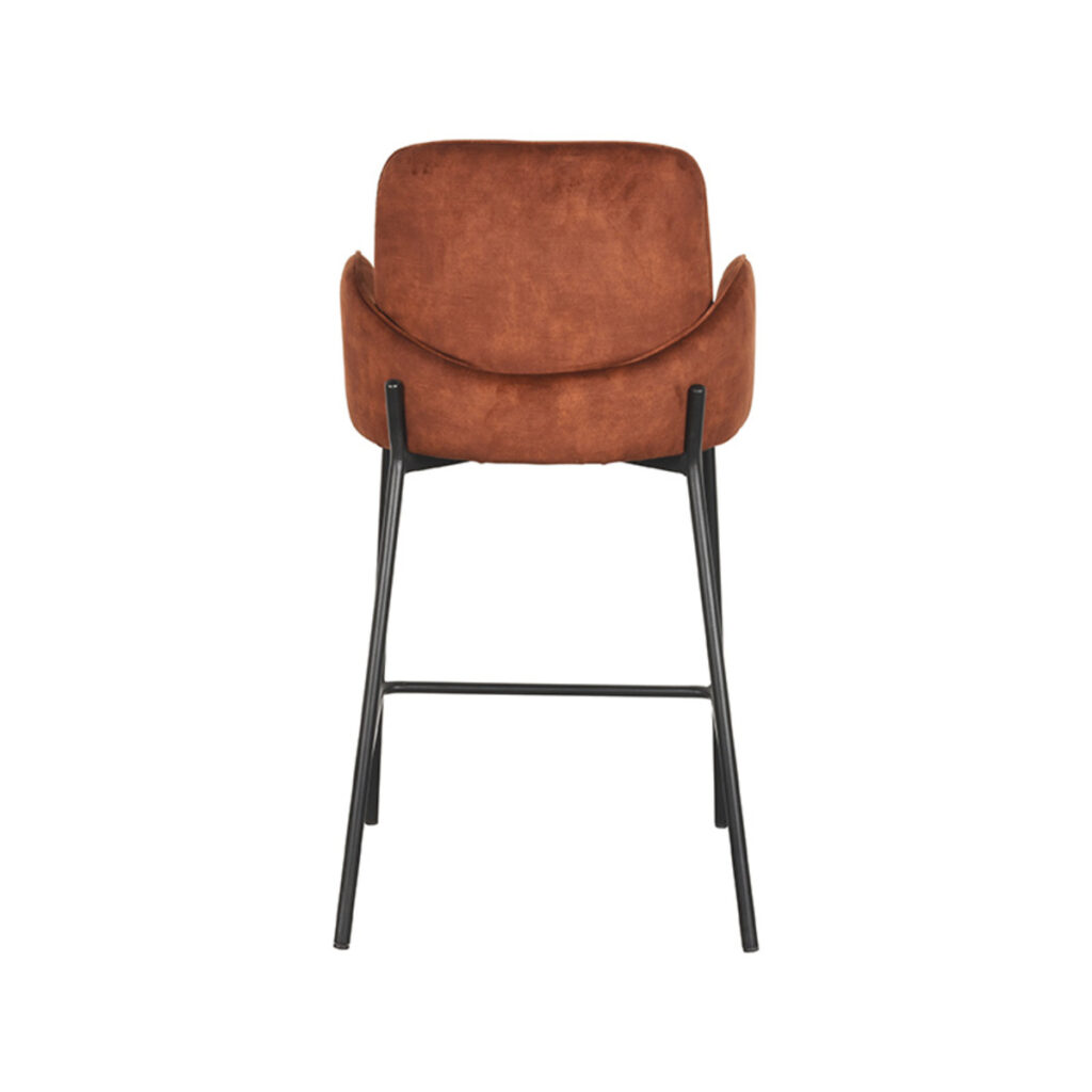 Barkruk_Jari_Rust_Velours_51x53x94_Cm_Achterkant D-MAXX Barkruk Jari - Rust - Velours - Zithoogte 65