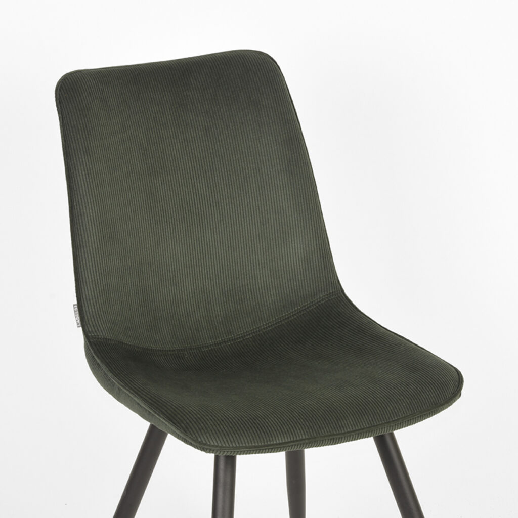 LABEL51 Eetkamerstoel Jort - Army green - Ribcord - Black Frame