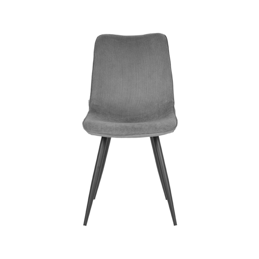 Eetkamerstoel_Jort_Donkergrijs_Ribcord_48x61x91_cm_Voorkant LABEL51 Eetkamerstoel Jort - Donkergrijs - Ribcord - Black Frame