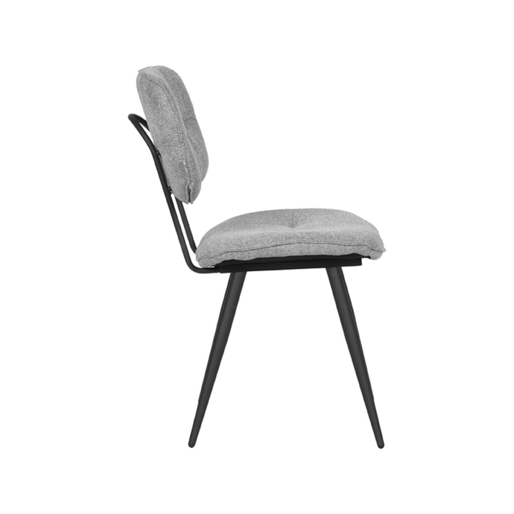 Eetkamerstoel_Lux_Zinc_Weave_49x60x87_cm_Zijkant LABEL51 Eetkamerstoel Lux - Zinc - Weave - Black Frame