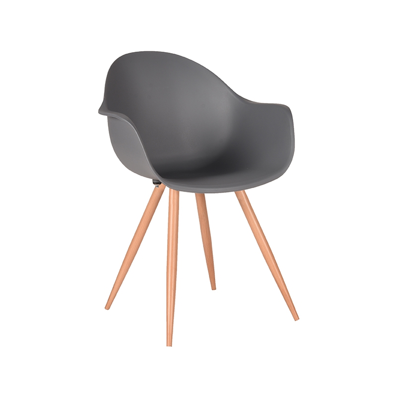 eetkamerstoel_parma_antraciet_pp_oak_metaal_woodcover_58x54x85_cm_perspectief LABEL51 Eetkamerstoel Parma - Antraciet - Kunststof - Oak Metal Woodcover