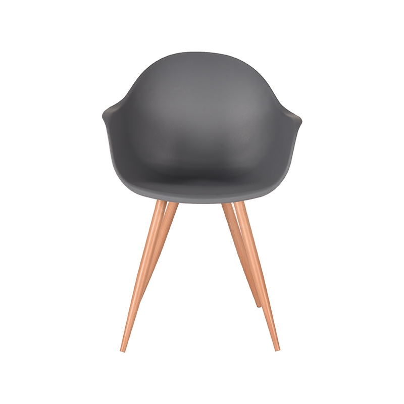 eetkamerstoel_parma_antraciet_pp_oak_metaal_woodcover_58x54x85_cm_voorkant LABEL51 Eetkamerstoel Parma - Antraciet - Kunststof - Oak Metal Woodcover