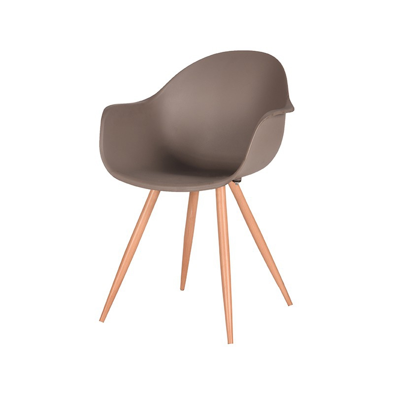 eetkamerstoel_parma_coffee_pp_oak_metaal_woodcover_58x54x85_cm_perspectief_1 LABEL51 Eetkamerstoel Parma - Coffee - Kunststof - Oak Metal Woodcover