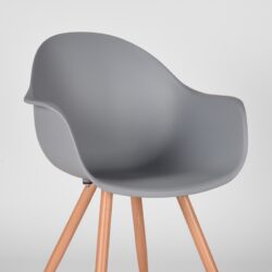 LABEL51 Eetkamerstoel Parma - Grijs - Kunststof - Oak Metal Woodcover