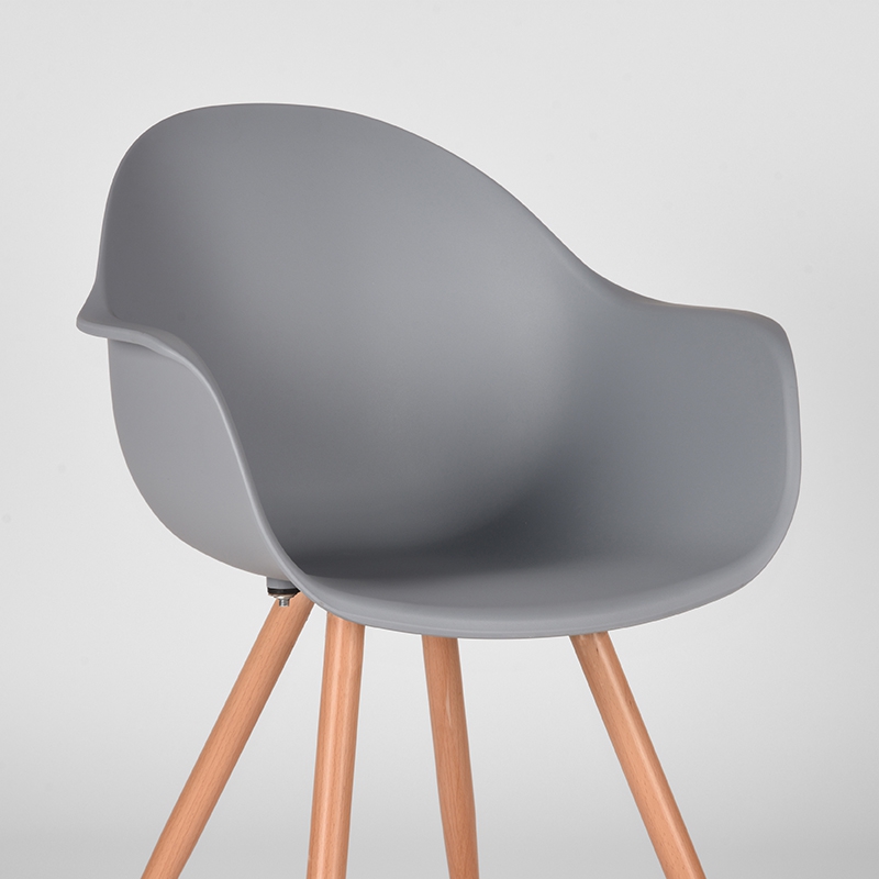 LABEL51 Eetkamerstoel Parma - Grijs - Kunststof - Oak Metal Woodcover