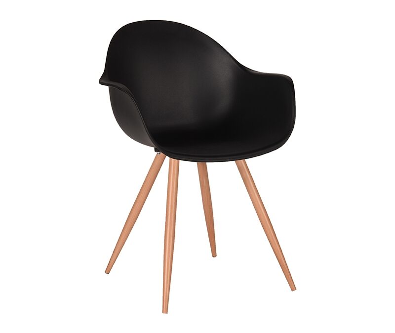 LABEL51 Eetkamerstoel Parma - Zwart - Kunststof - Oak Metal Woodcover