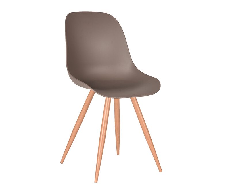 LABEL51 Eetkamerstoel Rimini - Coffee - Kunststof - Oak Metal Woodcover