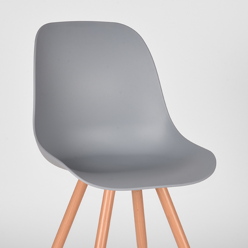 LABEL51 Eetkamerstoel Rimini - Grijs - Kunststof - Oak Metal Woodcover