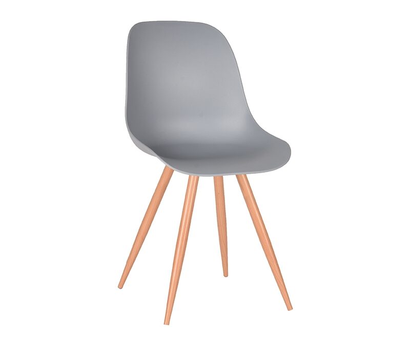 LABEL51 Eetkamerstoel Rimini - Grijs - Kunststof - Oak Metal Woodcover