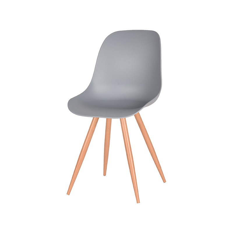 LABEL51 Eetkamerstoel Rimini - Grijs - Kunststof - Oak Metal Woodcover