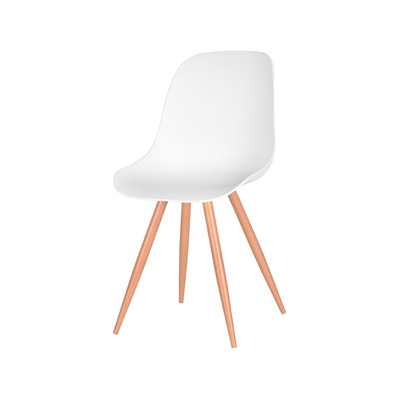 eetkamerstoel_rimini_wit_pp_oak_metaal_woodcover_46x54x85_cm_perspectief_1-1 LABEL51 Eetkamerstoel Rimini - Wit - Kunststof - Oak Metal Woodcover