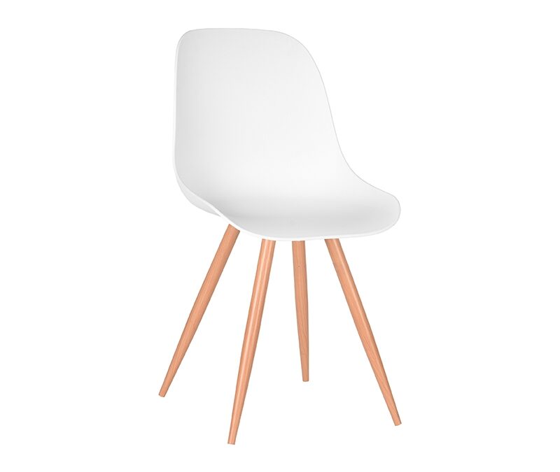 LABEL51 Eetkamerstoel Rimini - Wit - Kunststof - Oak Metal Woodcover