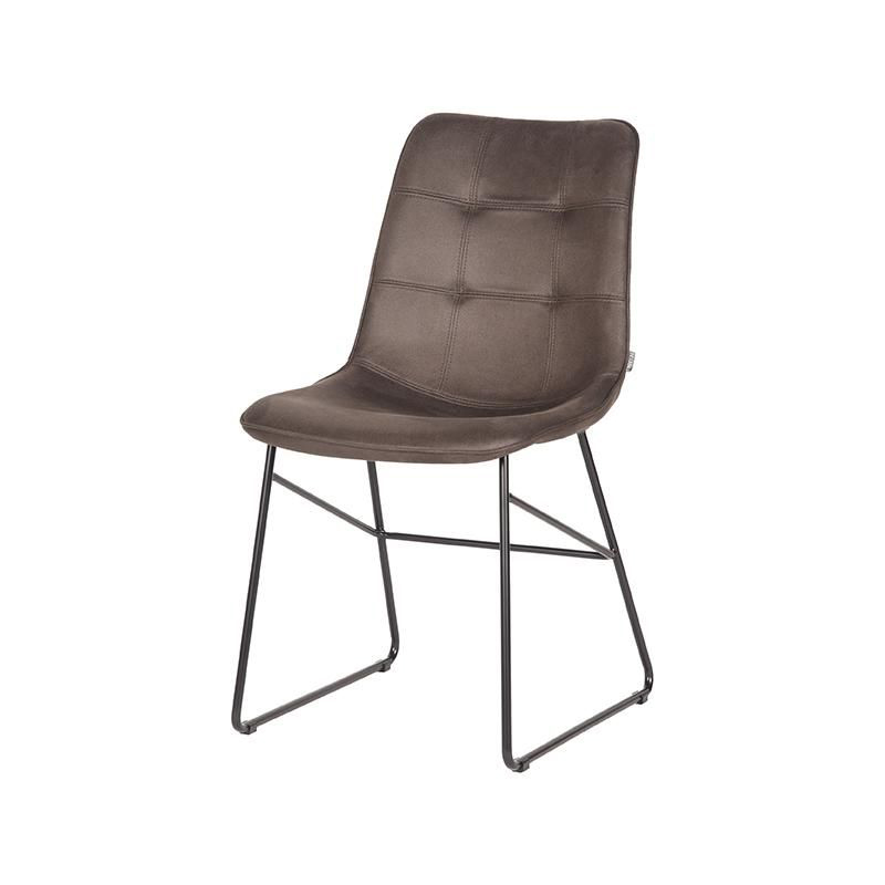 LABEL51 Eetkamerstoel Slim - Antraciet - Microfiber - Black Frame