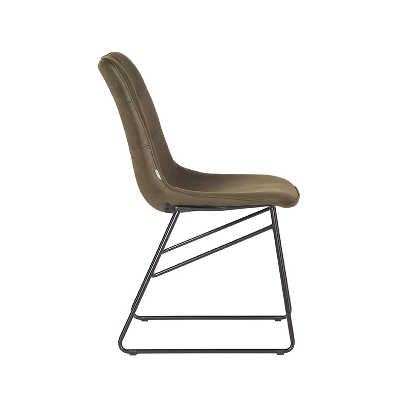 LABEL51 Eetkamerstoel Slim - Army green - Microfiber - Black Frame