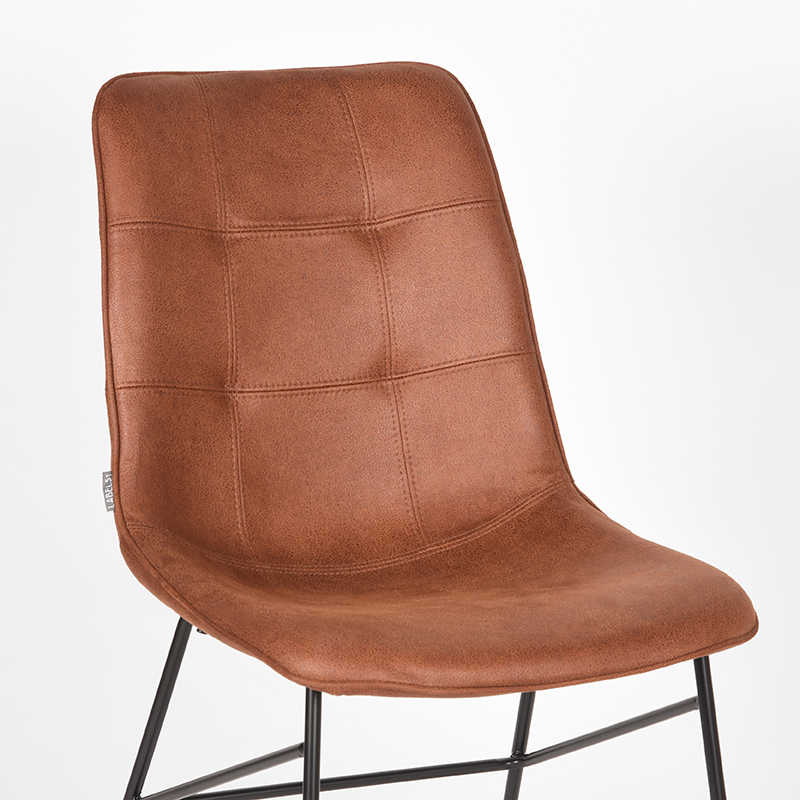 LABEL51 Eetkamerstoel Slim - Cognac - Microfiber - Black Frame
