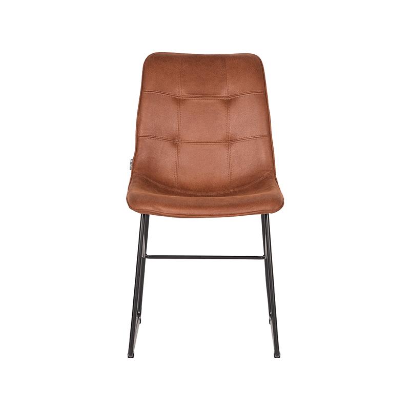LABEL51 Eetkamerstoel Slim - Cognac - Microfiber - Black Frame