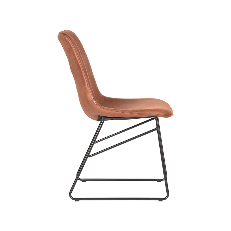 LABEL51 Eetkamerstoel Slim - Cognac - Microfiber - Black Frame